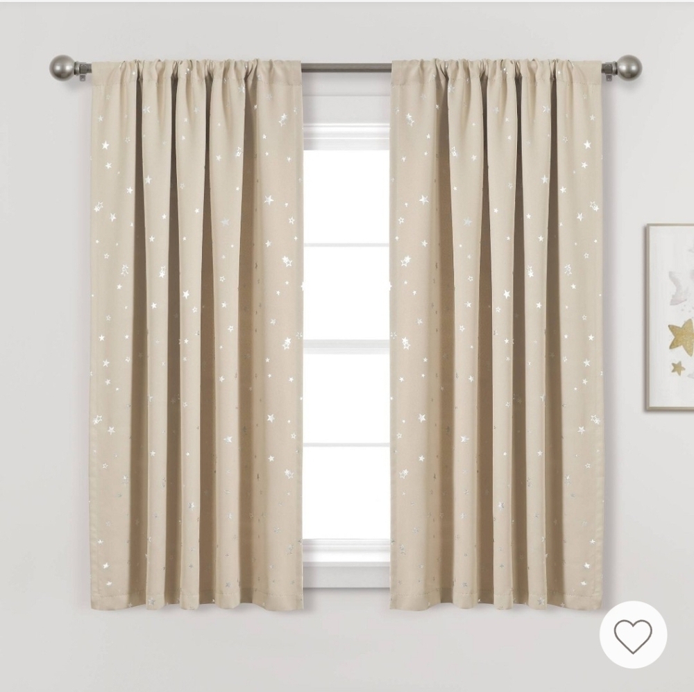 Halfmoon 52"Wx63"L Kids' Star Blackout Window Curtain 2 Panels (NEW)